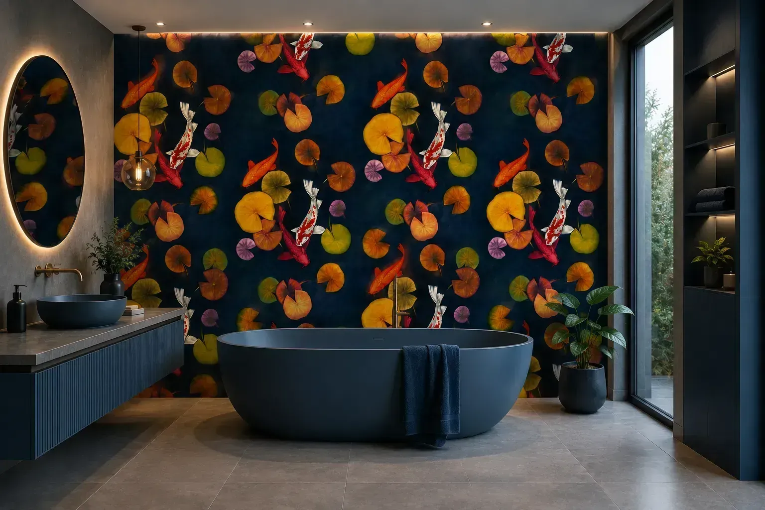 Fugenlose Duschrückwand mit Motiv im Badezimmer